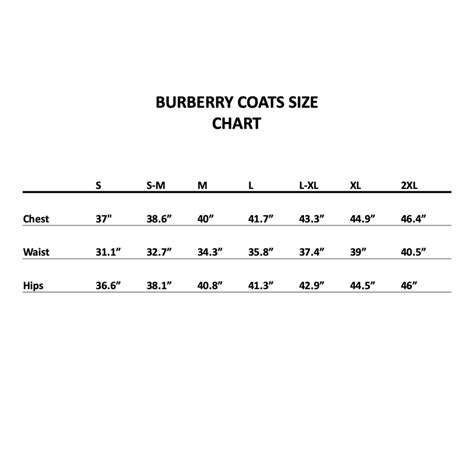 burberry brit jacket size chart